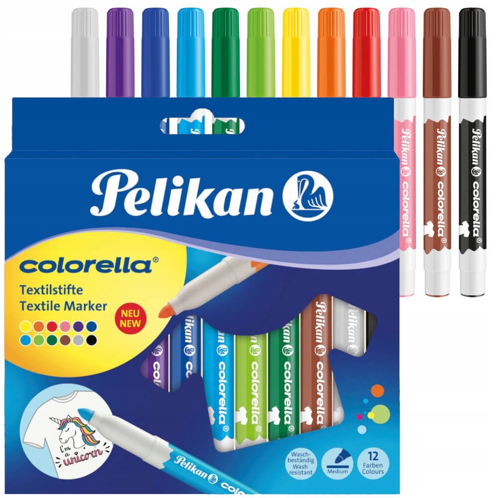 

Mazaki markery pisaki ubrań tkanin 12szt Pelikan