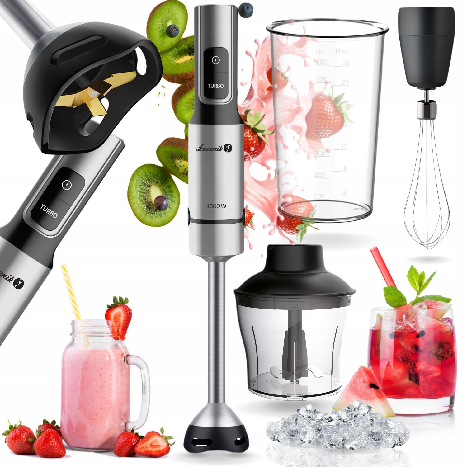 Blender Ręczny Wielofunkcyjny Jk 1500 Set Komplet 1500W Łucznik Rozdrabniac