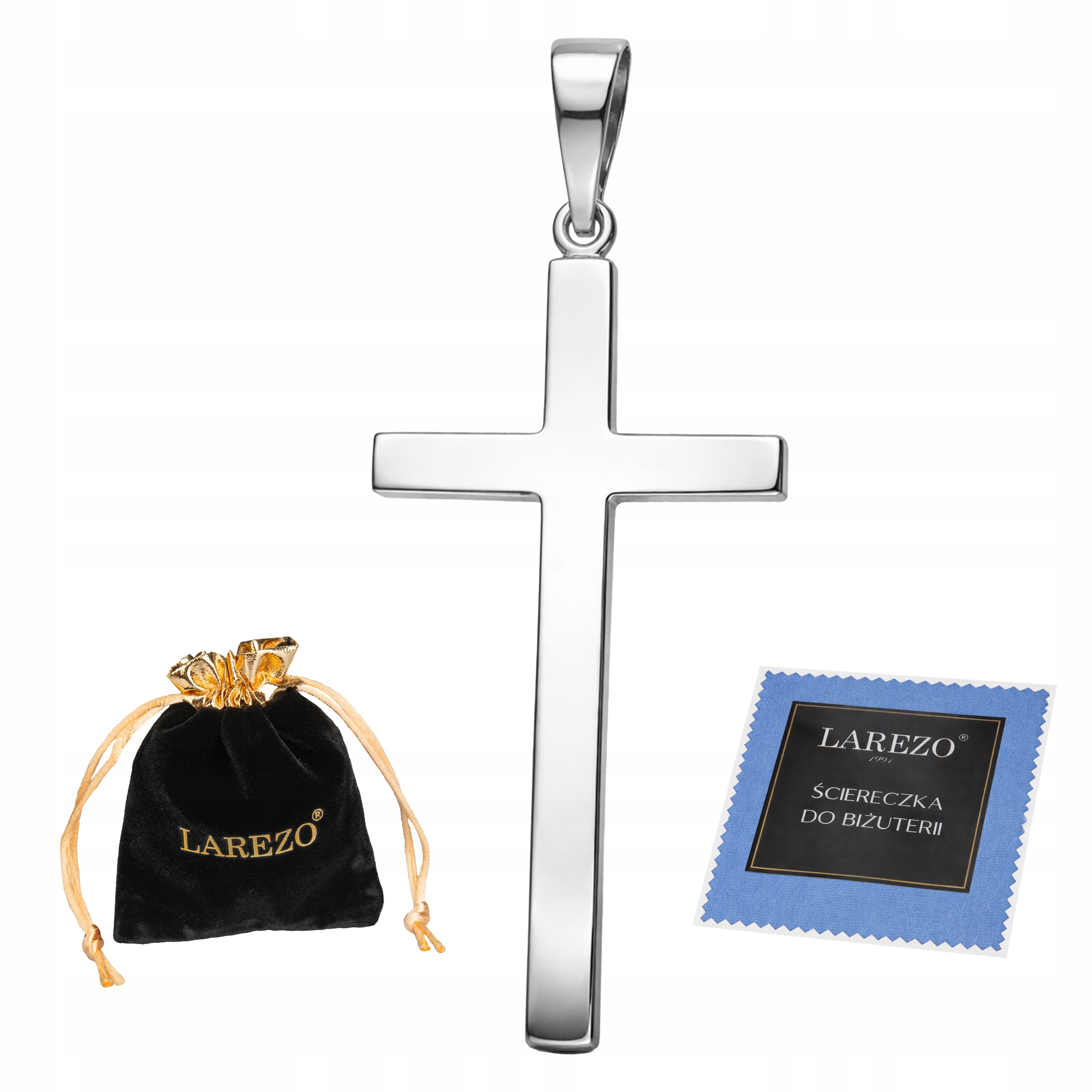 Velký stříbrný pánský křížek k řetízku Rhodiovaný kříž Přívěsek Stříbro 925