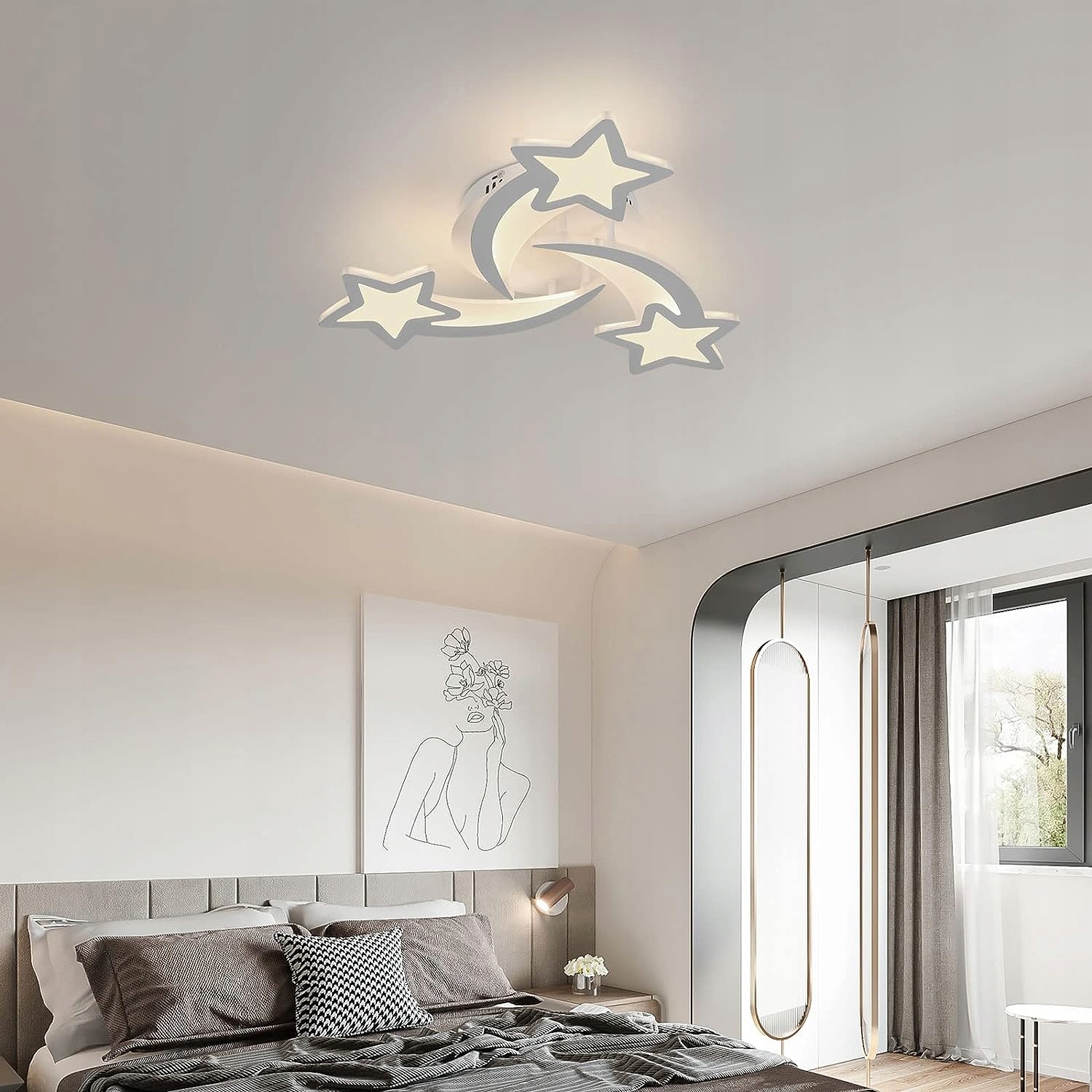 ŚCIEMNIALNA LAMPA SUFITOWA LED BIAŁA DO SALONU NOWOCZESNA+PILOT 30W Długość/wysokość 51 cm