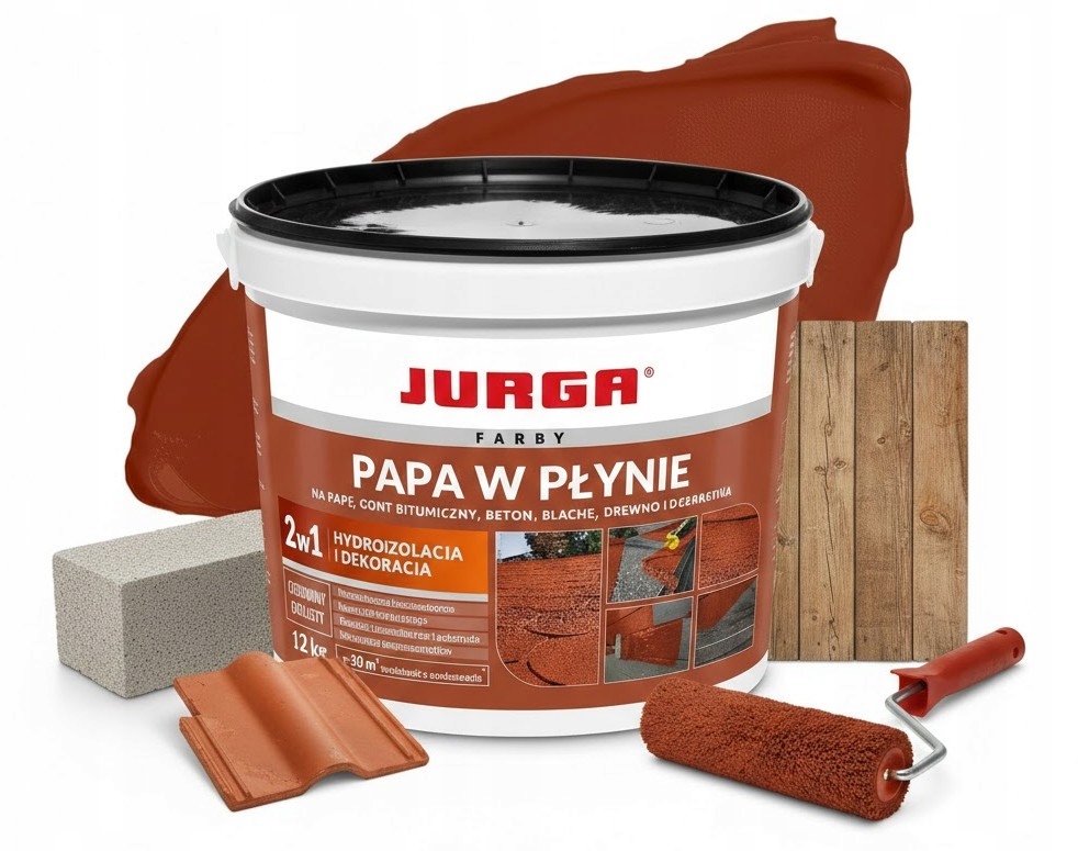 Papa w płynie uniwersalna Ceglasty Folia na Dach płot Wodoodporna 12kg