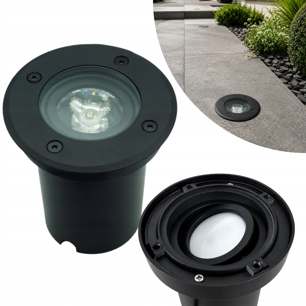 Nájezdové zemní svítidlo černé kulaté 11 cm nastavitelné IP67 GU10 Idealed