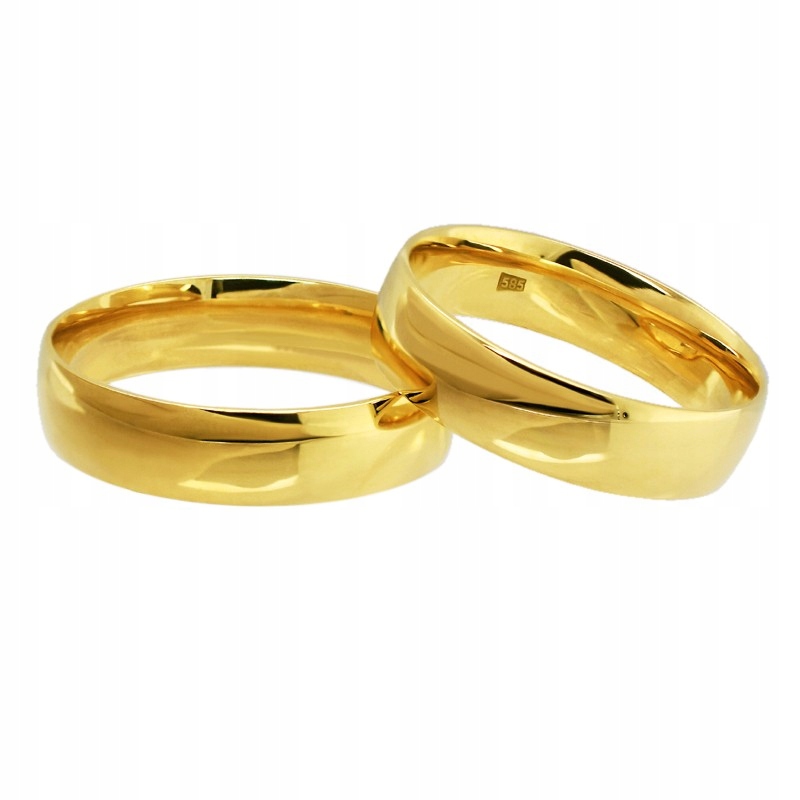 ZŁOTE OBRĄCZKI 5mm Klasyczne Wypukłe Soczewka #26/4,8g złoto pr. 585, 1szt.