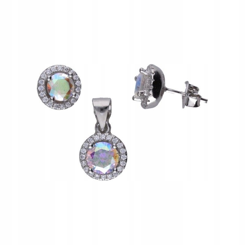 Stříbrný komplet markýzy 925 turmalínů a bílé zirkony je ideální jako dárek