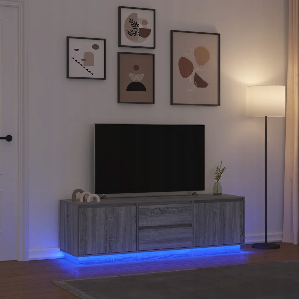 Tv skříňka s Led světly šedá Sonoma 160,5x41x50 cm Šedá 3328431