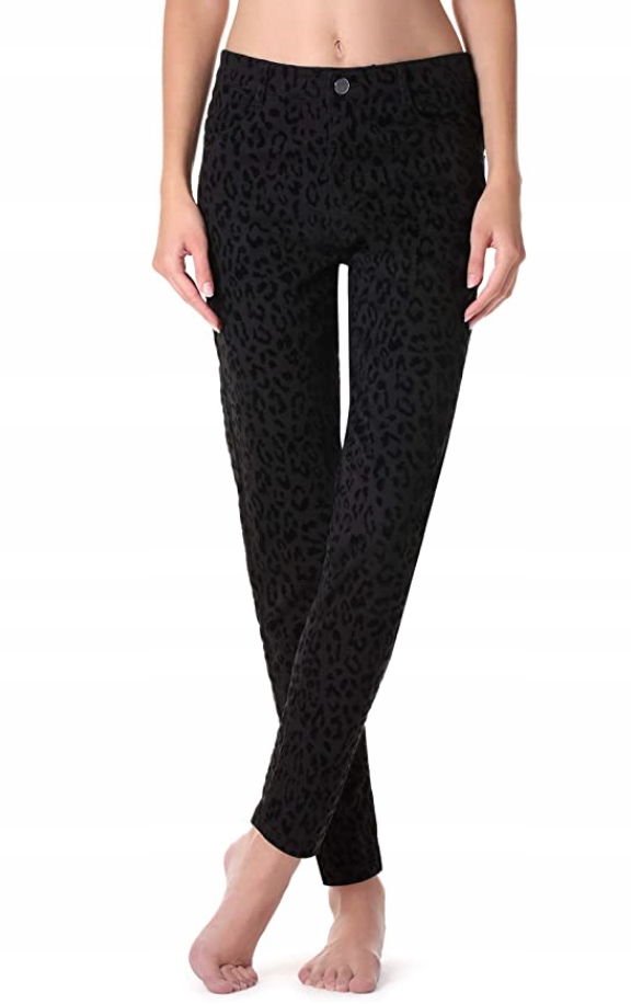 

Calzedonia Spodnie jeans panterka welur Czerń Xs