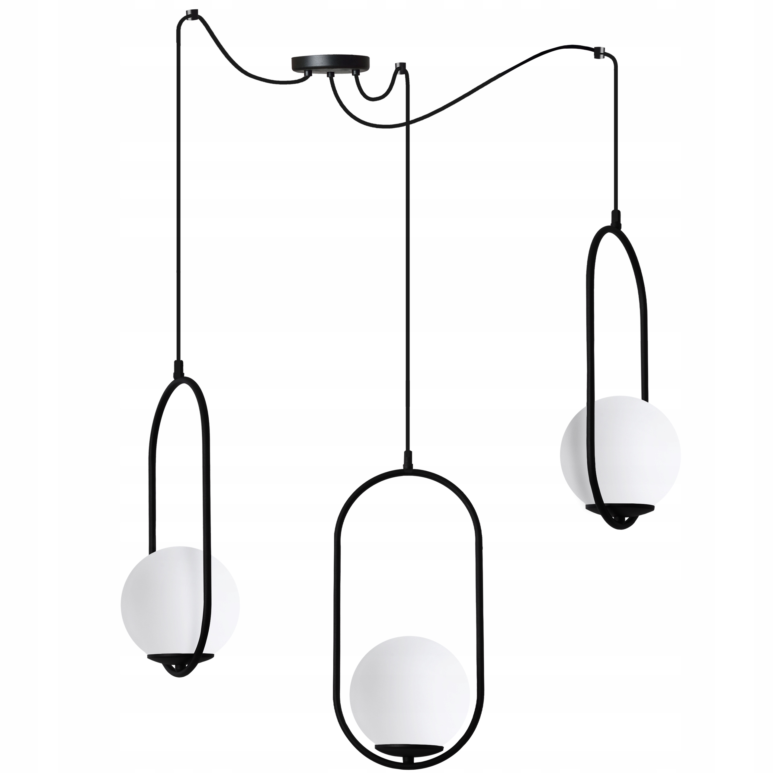 Závěsná Stropní Lampa Lustr Pavouk Černý Dlouhý Trojitý Ring Loft Koule