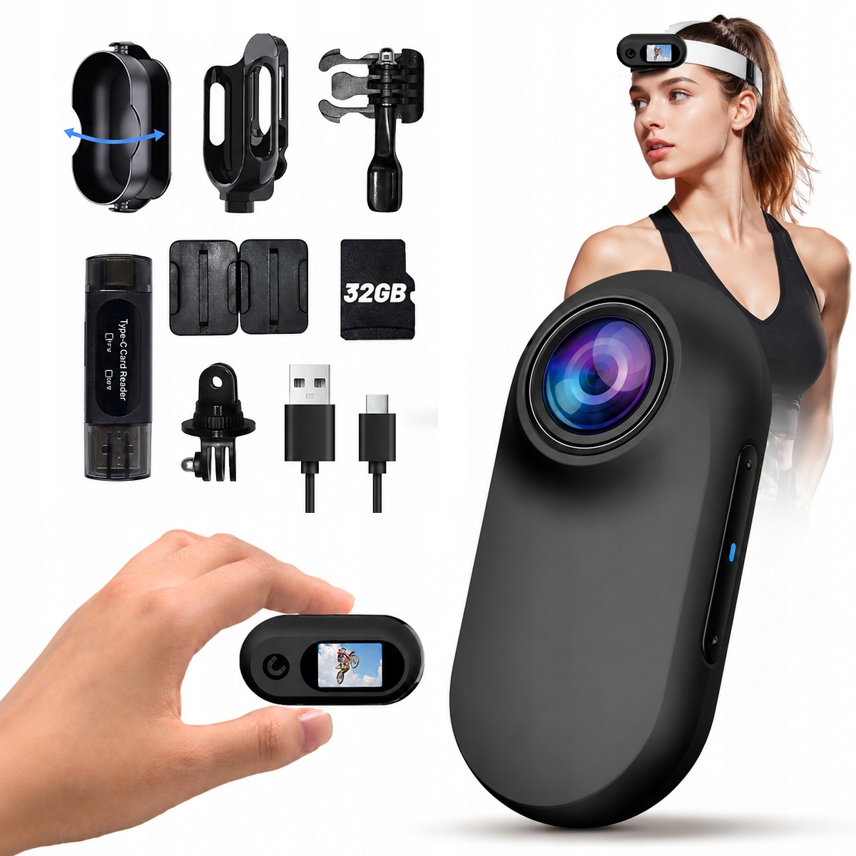 Kamera sportowa WiFi mini kamera na ciało z Klipsem Hd Rejestrator podróży