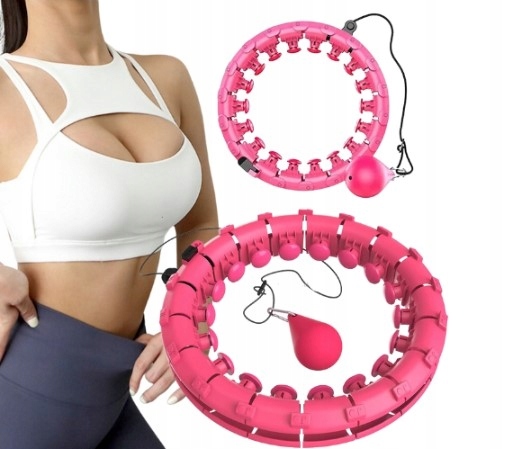 HULA HOP ODCHUDZAJĄCE Z OBCIĄŻENIEM SMART HULAHOP Z WYPUSTKAMI DO ĆWICZEŃ Kolor dominujący róże i fiolety