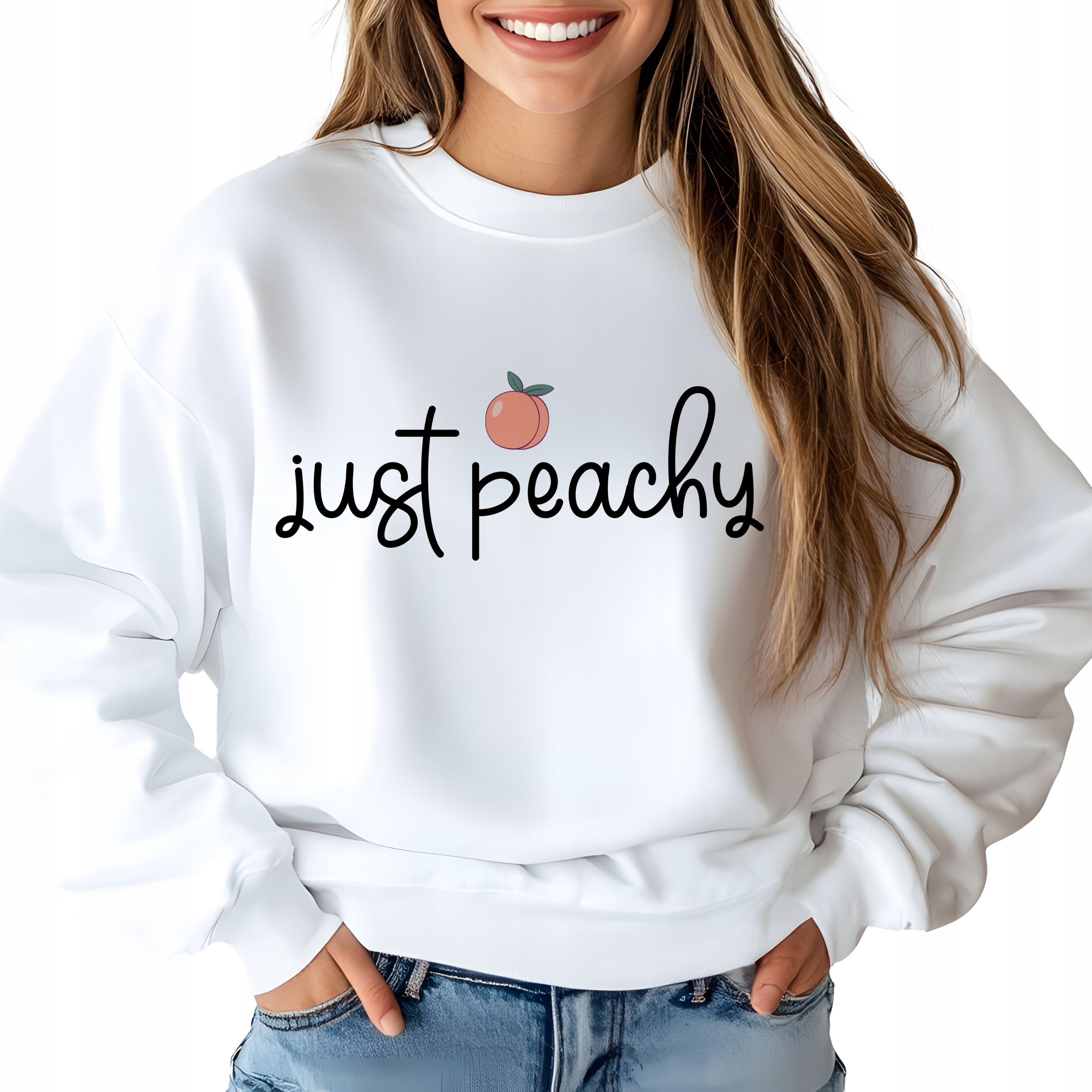 Mikina Dámská Bílá Just Peachy Broskve Stylové Vzory Velikost M