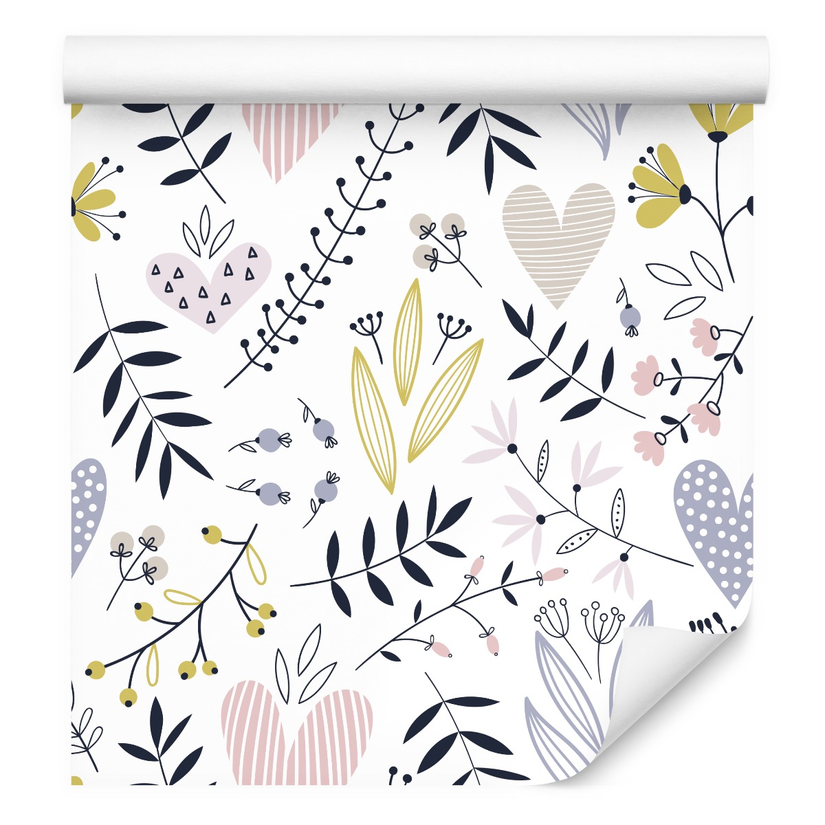 Tapeta do obývacího pokoje pastelové listy rostliny ovoce