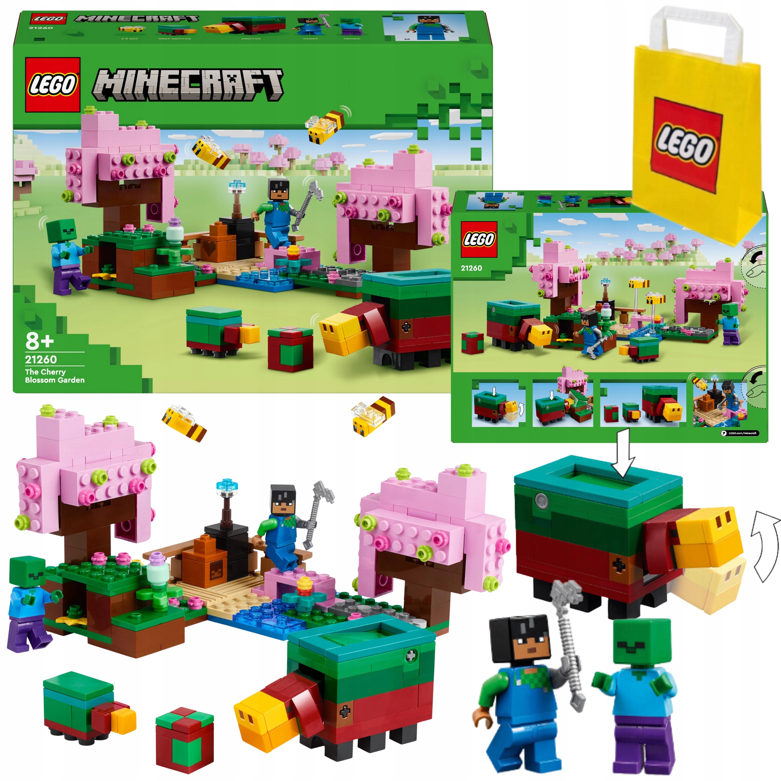 Lego Minecraft 21260 Třešňová zahrada Sunny Zombie 2x Včela 2x Niuchač