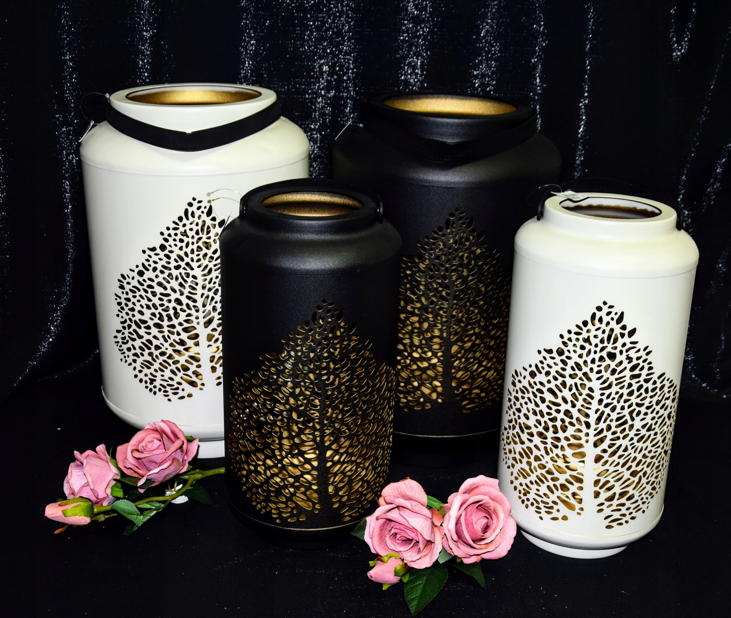 LAMPION MAXI CZARNY Z LIŚCIEM I AKSAMITNĄ RĄCZKĄ Rodzaj lampion