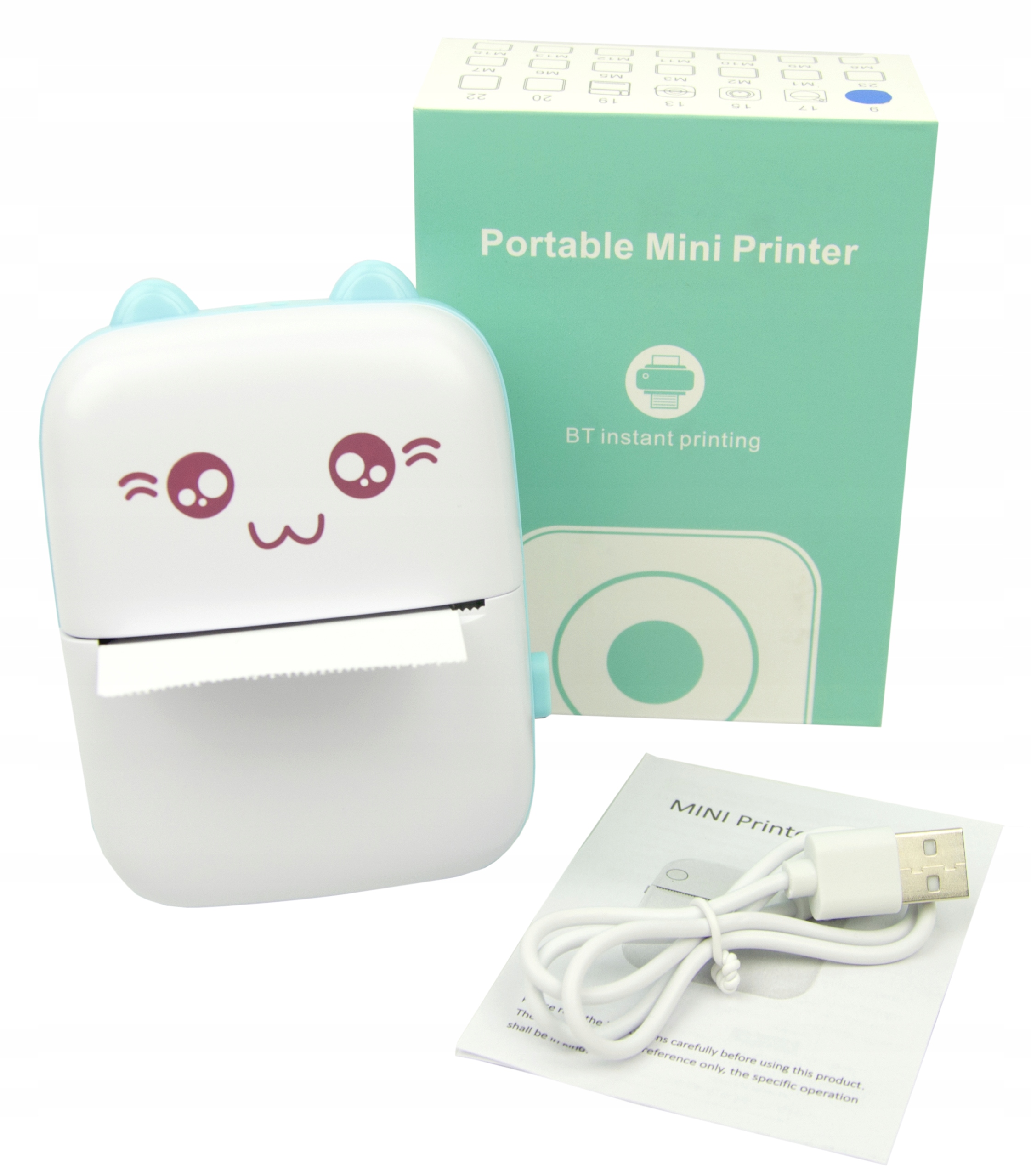 MINI DRUKARKA KOTEK DO ZDJĘĆ TERMICZNA KIESZONKOWA BEZPRZEWODOWA USB ROLKA