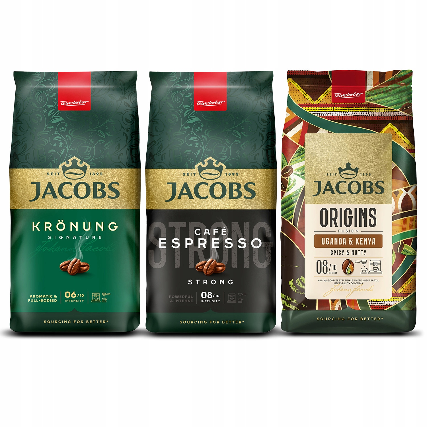 Kawa ziarnista Jacobs Kronung Espresso Origins Uganda&Kenia 3x 1kg
