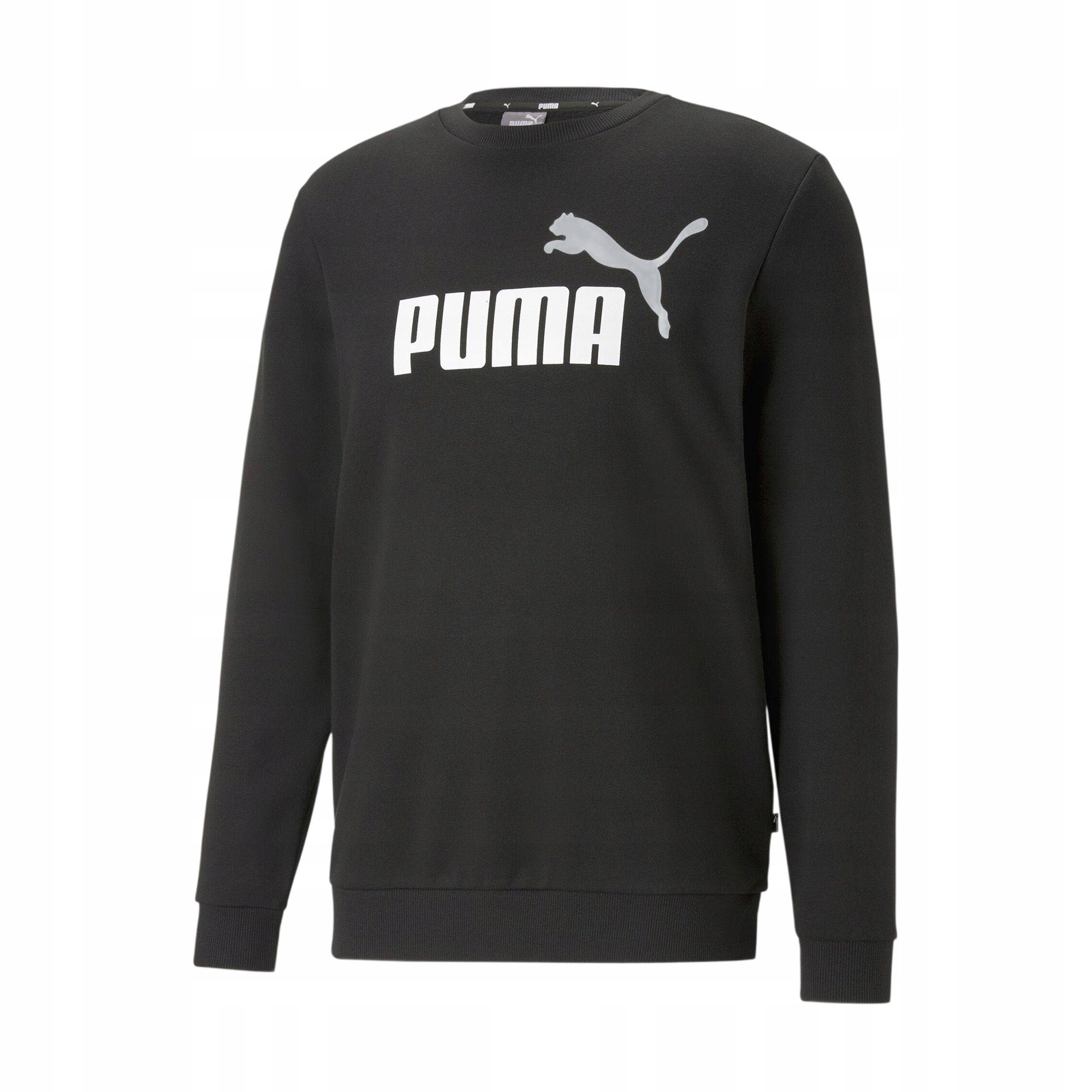 pánská mikina bavlněná mikina s kapucí Puma Ess+ 2 Col Big Logo Crew Tr černá