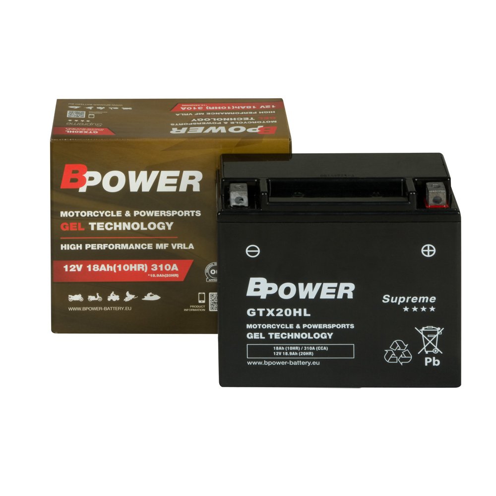 Akumulator motocyklowy BPower GTX20HL 18h 310A Żelowy Gel YTX20HL YTX20L-B