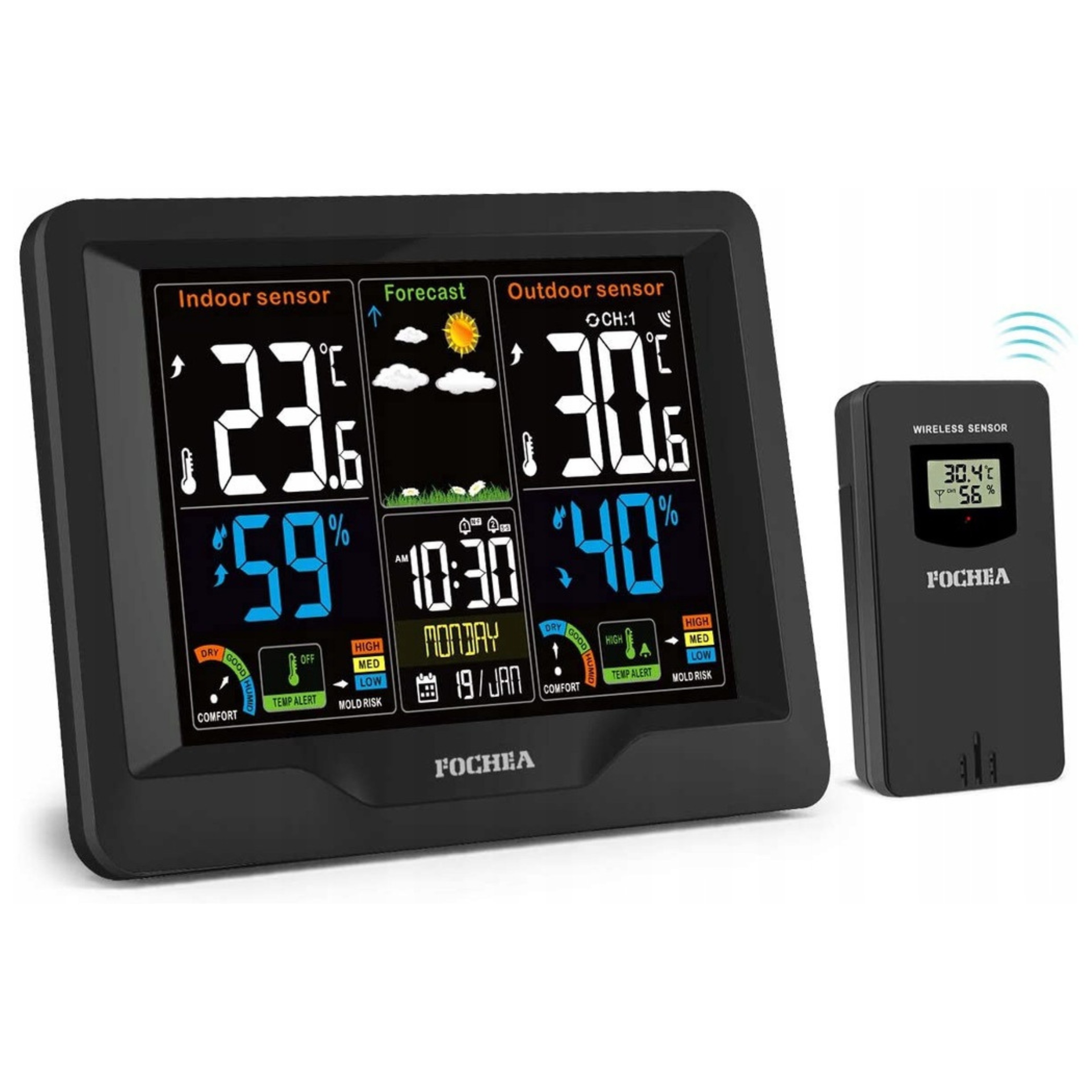 Multifunkční meteostanice s barevným displejem Fochea