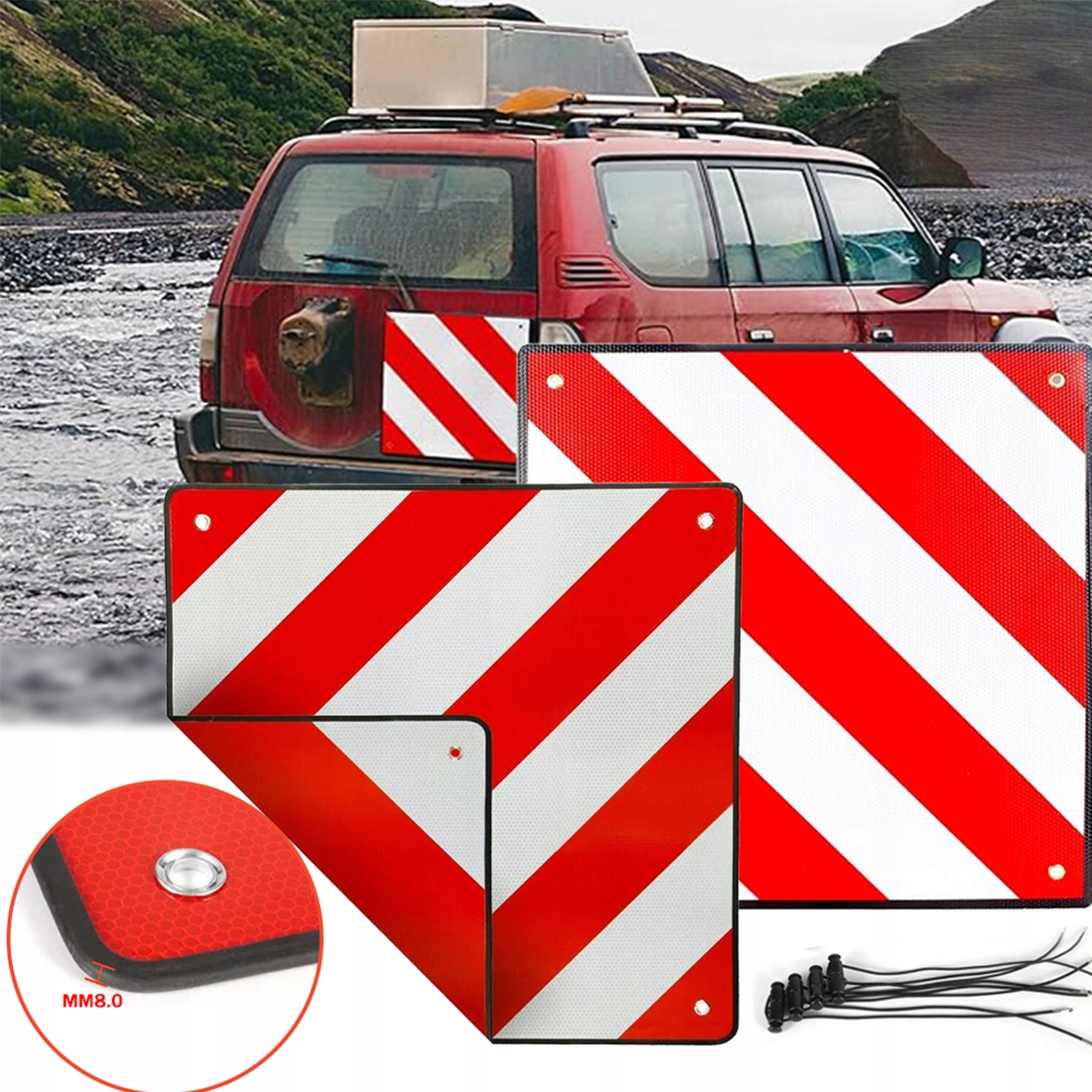 Reflexní Výstražná Tabule Pro Kempování Kampera Na Zadní Stranu 50x50 Lehká