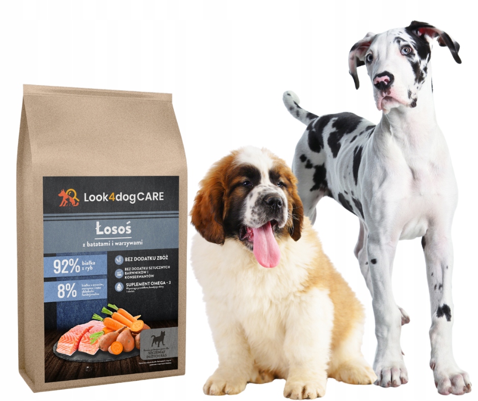 Levně Krmivo pro psy Look4dog Care losos bez obilovin drůbeže štěně velké plemeno 12 kg