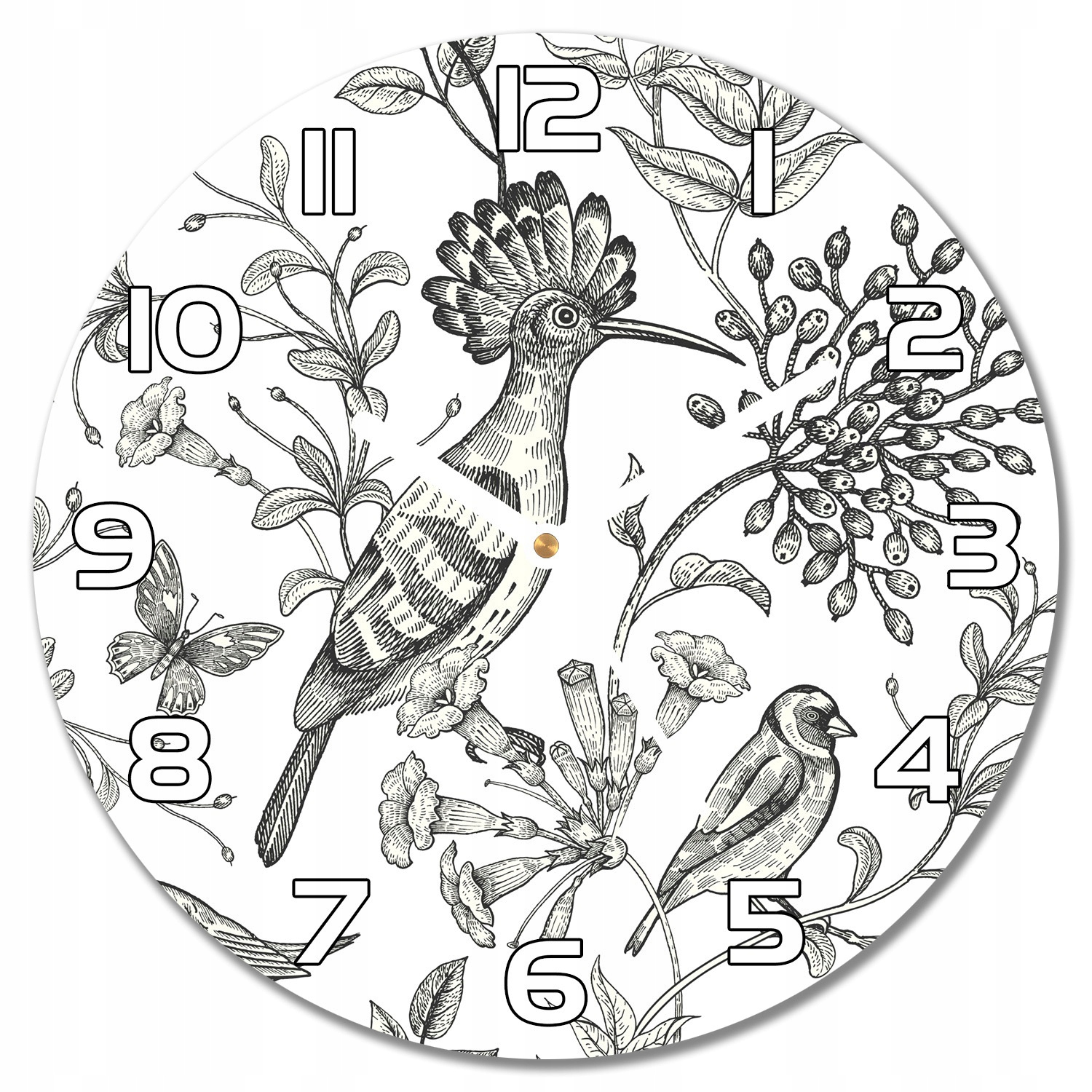 

Nowoczesny wiszący zegar Szkicowane ptaki f30 cm