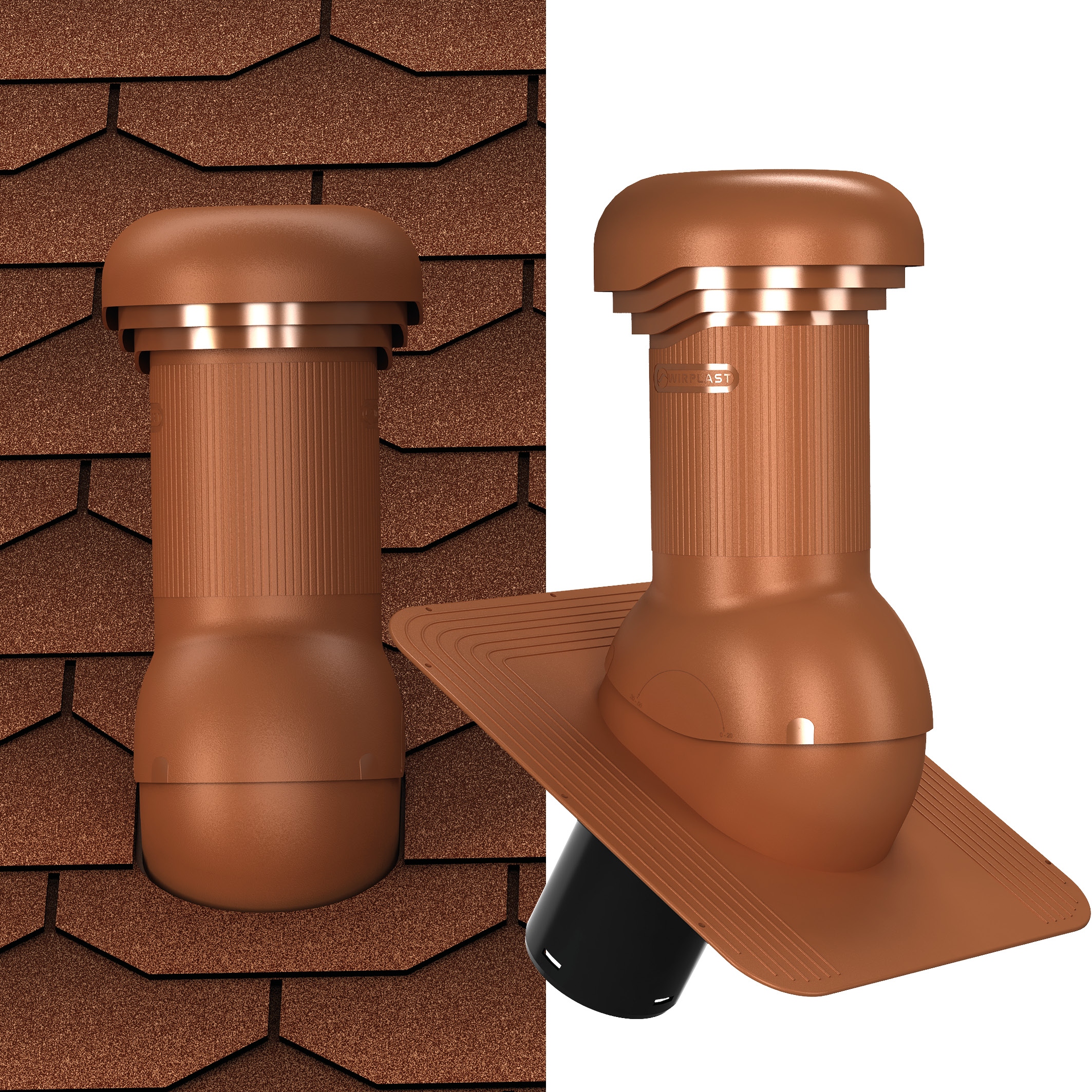 Kominek wentylacyjny 125 Pro pod gont pod papę ceglasty 8004 różne warianty
