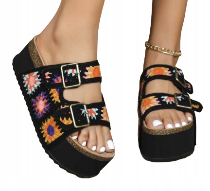 Shein Dámské Nazouváky S Výšivkou Na Platformě Černé 39,5 1HA