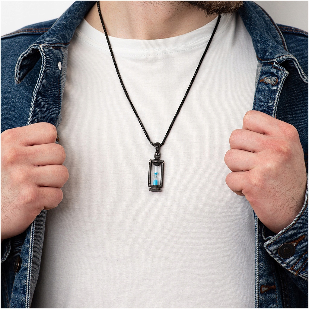 Zawieszka męska stalowa wisiorek KLEPSYDRA proszek OKSYDOWANA stal 316L Stan opakowania oryginalne