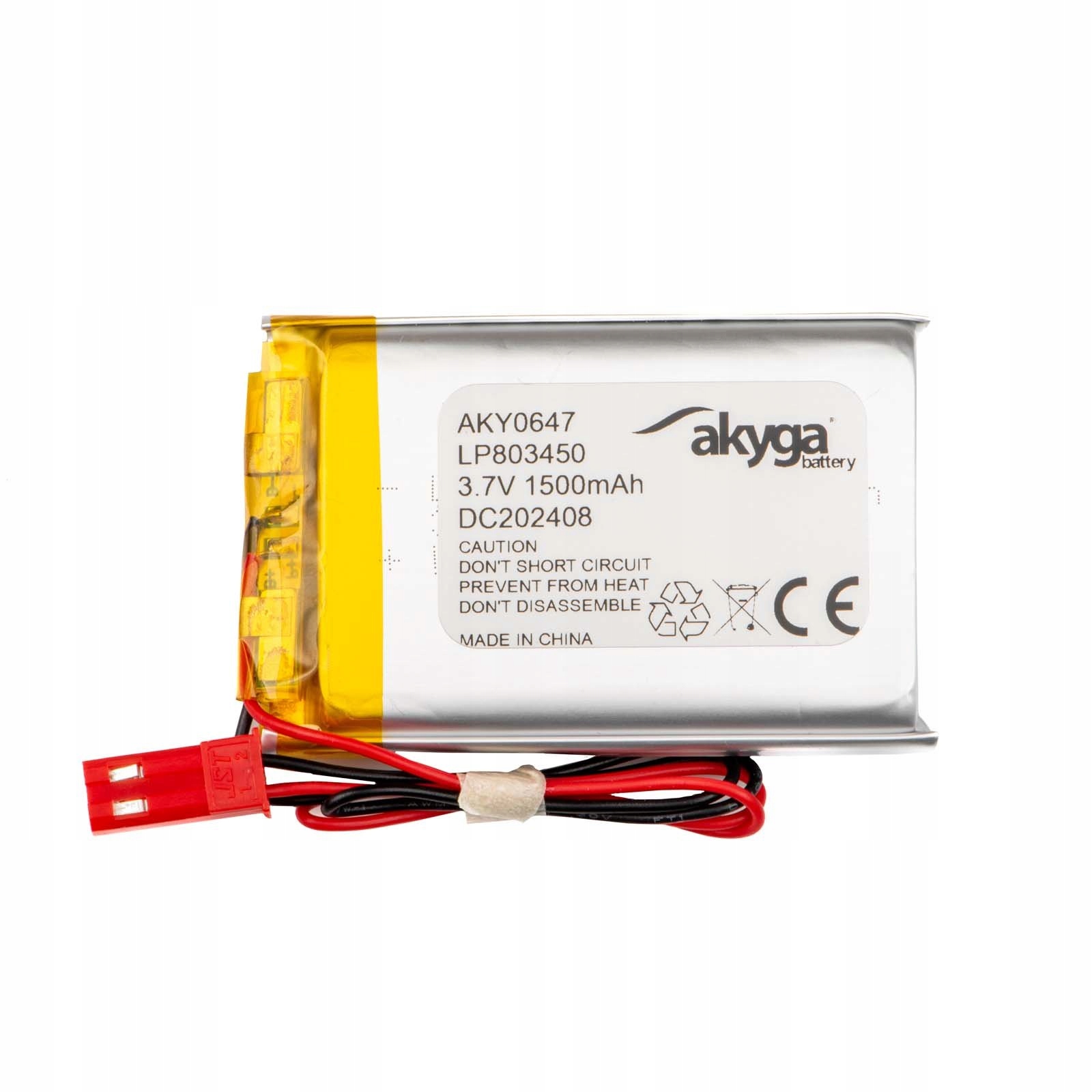 Akumulator Li-Po LP803450 Akyga 3.7V / 1500mAh PCM złącze JST 2-Pin ...