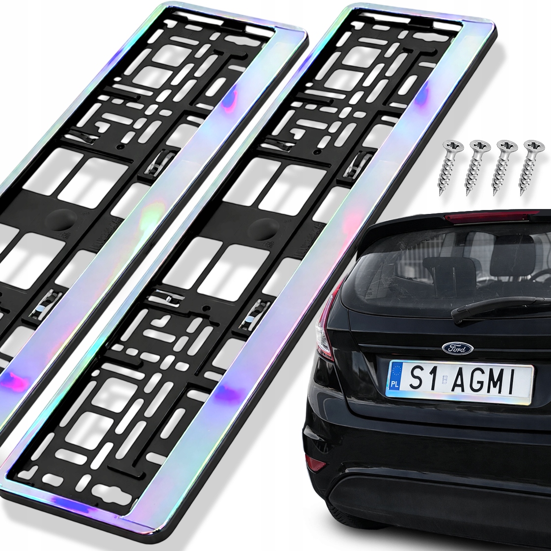 2X Ramka Ramki Pod Tablice Rejestracyjne Do Tablicy Chrom Kameleon