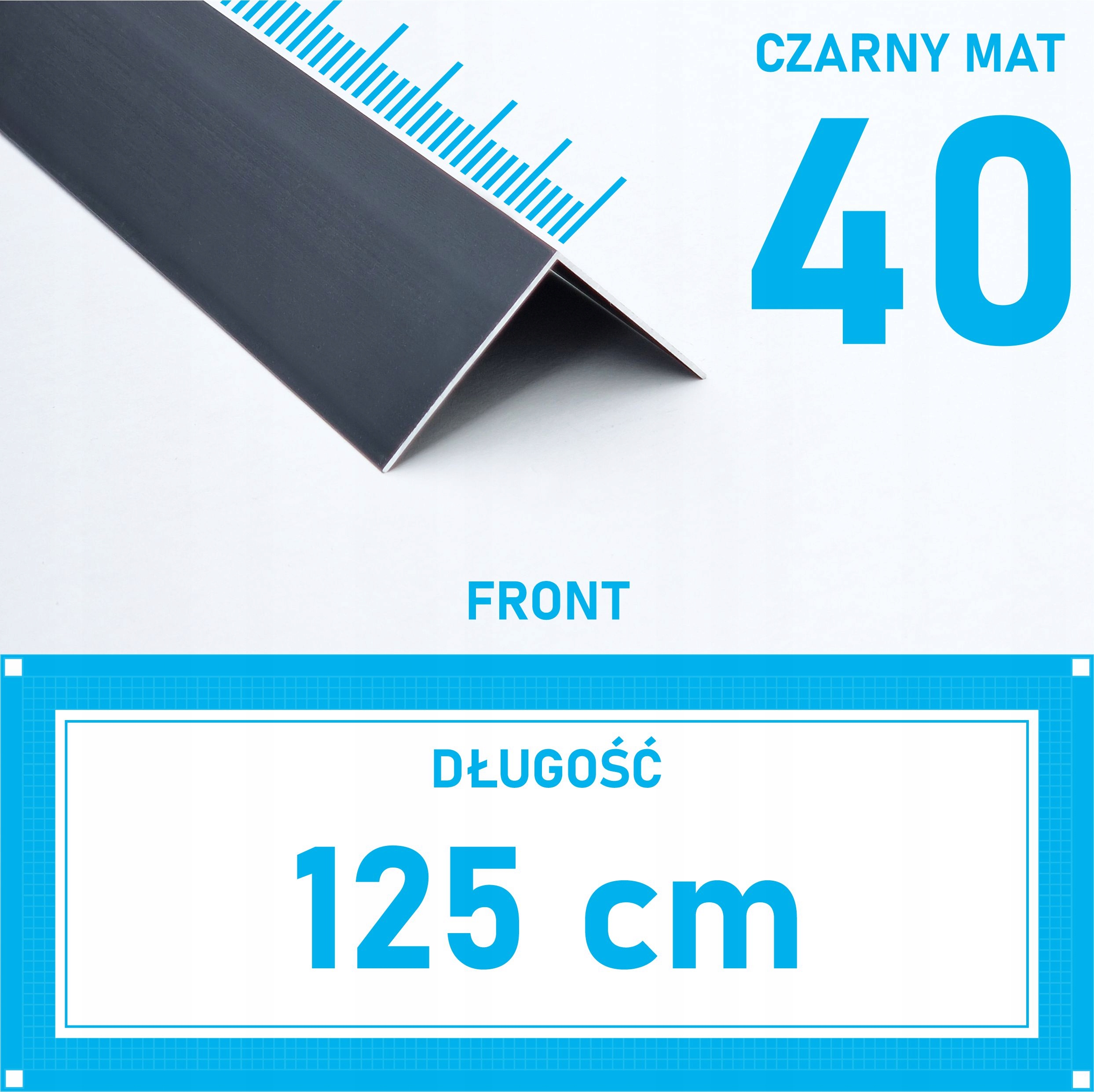 Úhelník hliníkový Černý 40x40 mm eloxovaný 125 cm