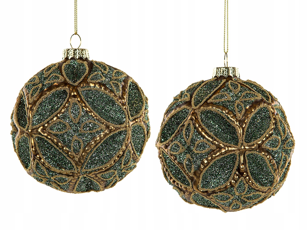 

2 szt. Bombki Choinkowe zdobione zielone