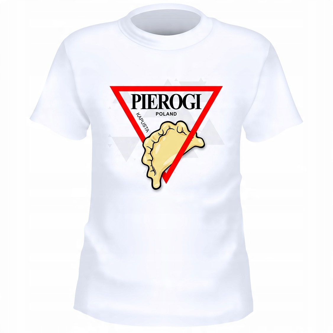 

Męska biała koszulka Jedzenie Pierogi r.S