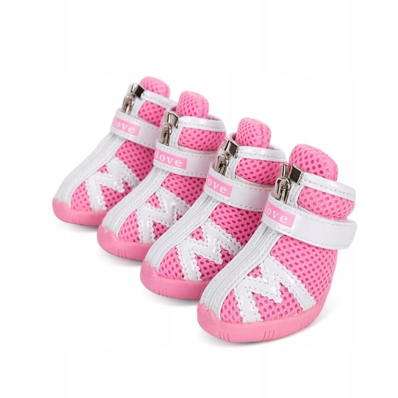 Levně Boty pro psa malého ochranné Truelove Protection M (4) 4cm růžové 4ks