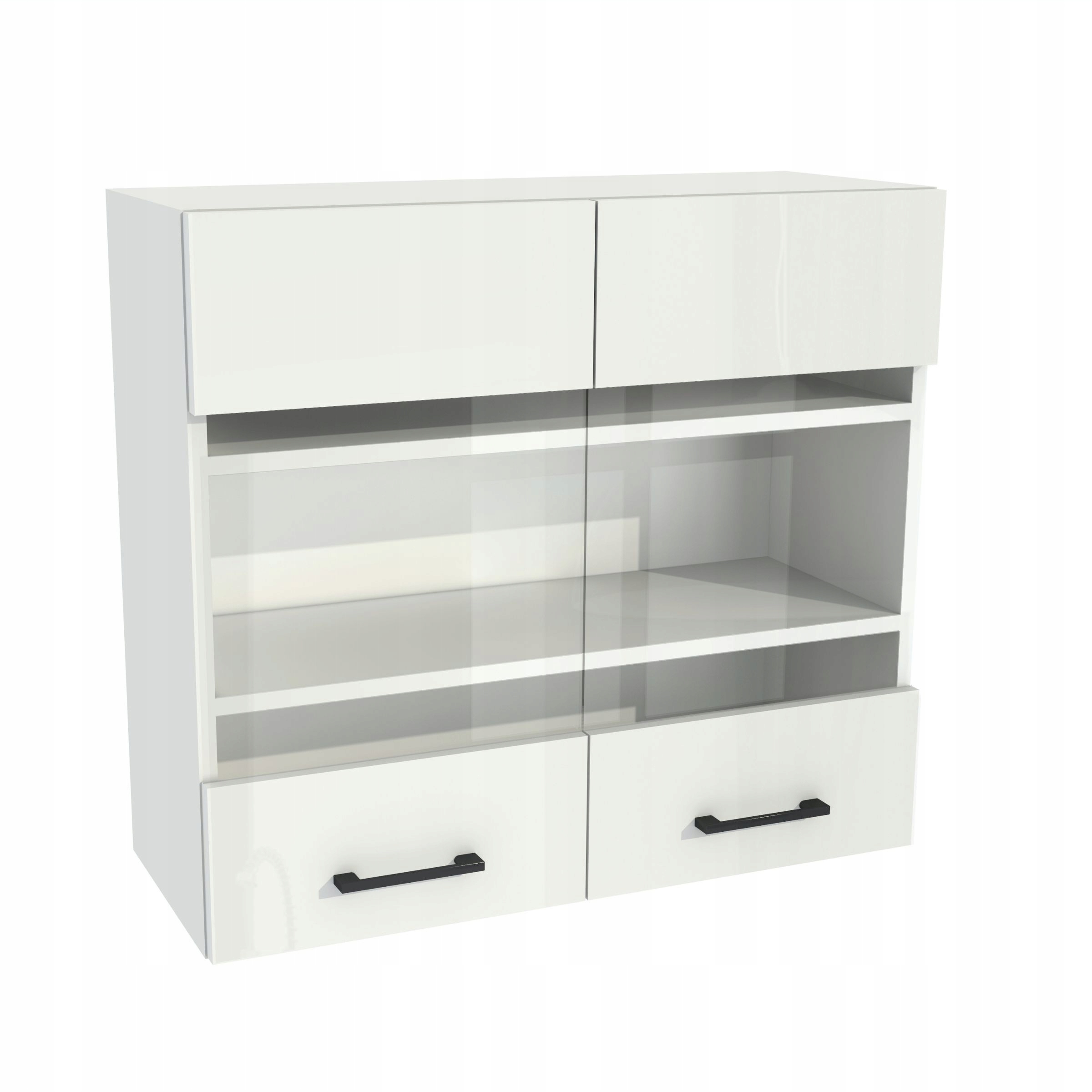 Kuchynská skrinka horná vitrína 80/72 Capri biela predná strana biela akryl lesk