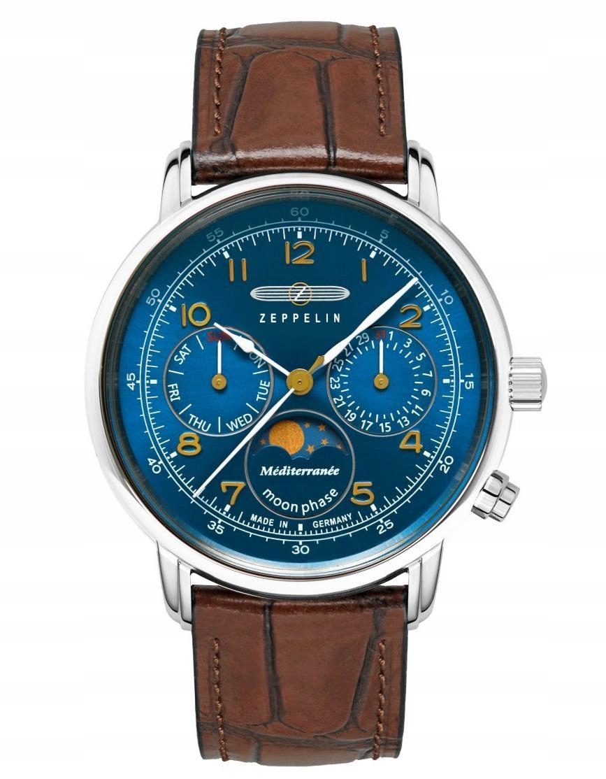 Nové Originální dámské hodinky Zeppelin Mediterranee 9637-3 fáze měsíce