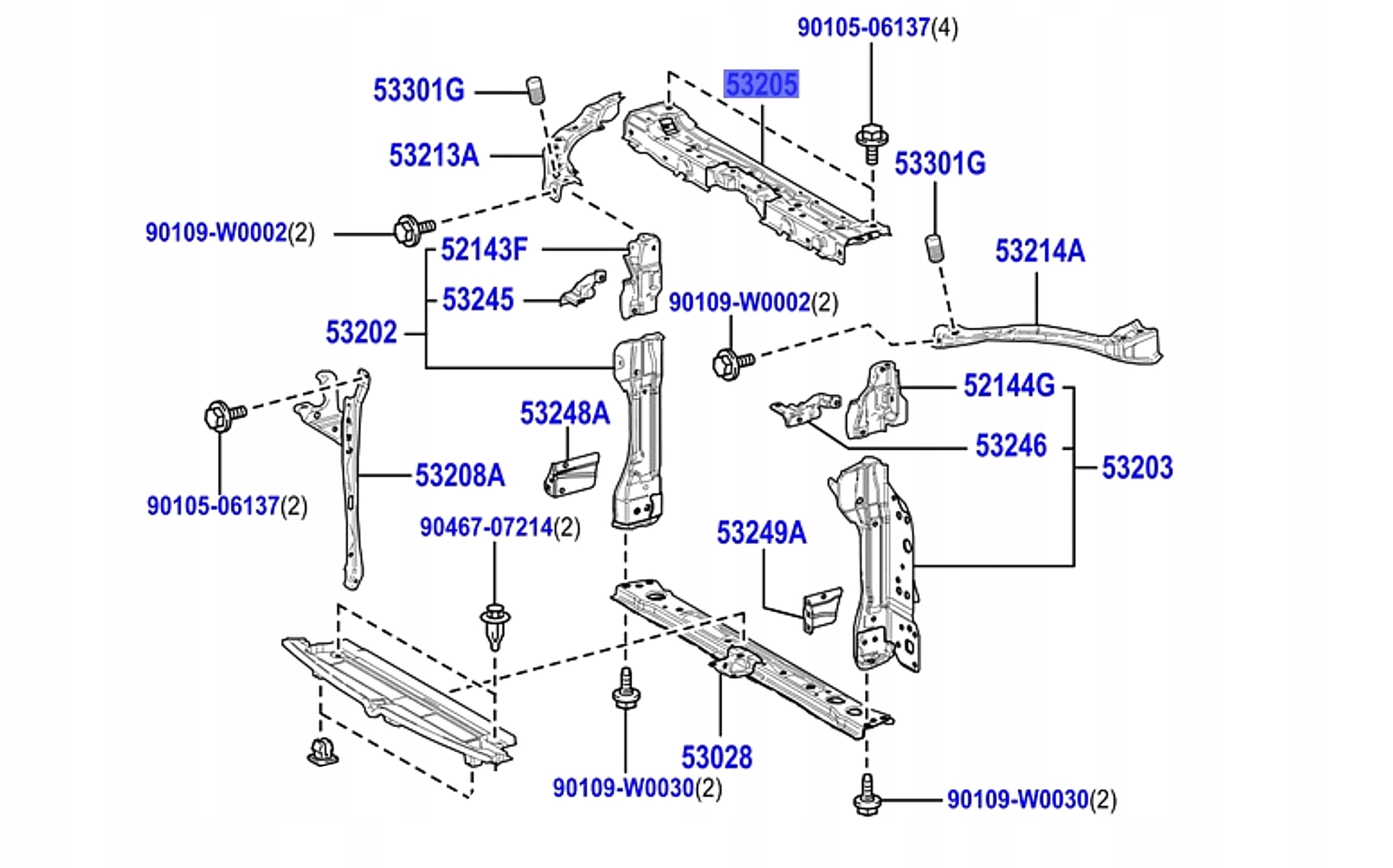 COROLLA E21 23-26 WZMOCNIENIE PRZEDNI PAS BELKA