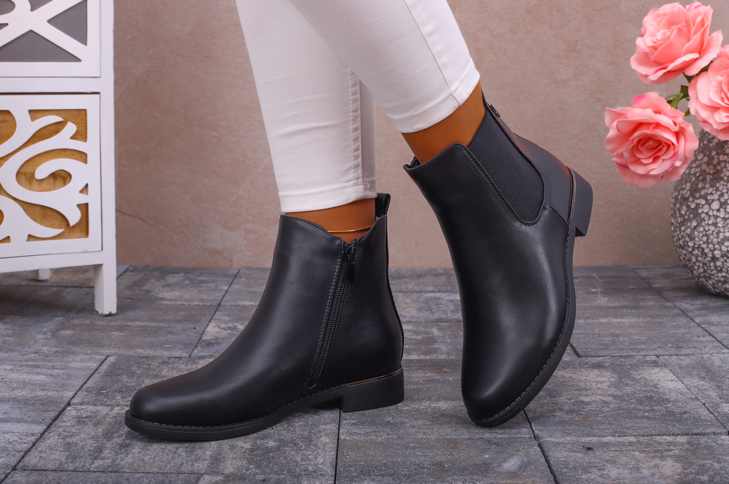 CZARNE BOTKI DAMSKIE ZIMOWE SZTYBLETY OCIEPLANE Rozmiar 37