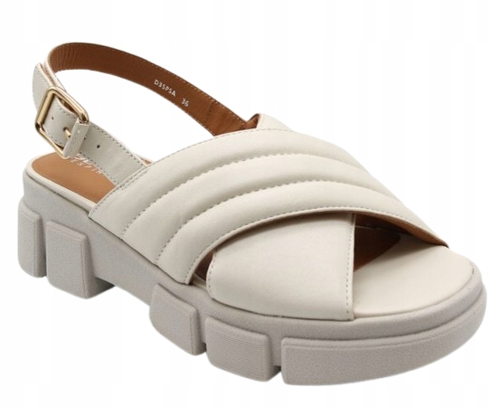 Geox Dámské Béžové Sandály Na Platformě S Koženými Pásky, Velikost 39,5