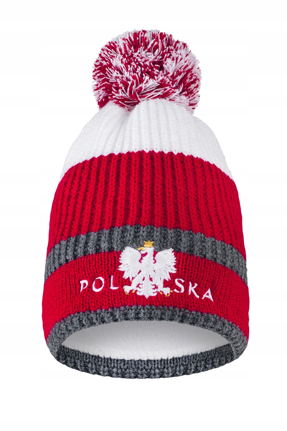

Czapka Zimowa z polarem Polska pompon fan kibic