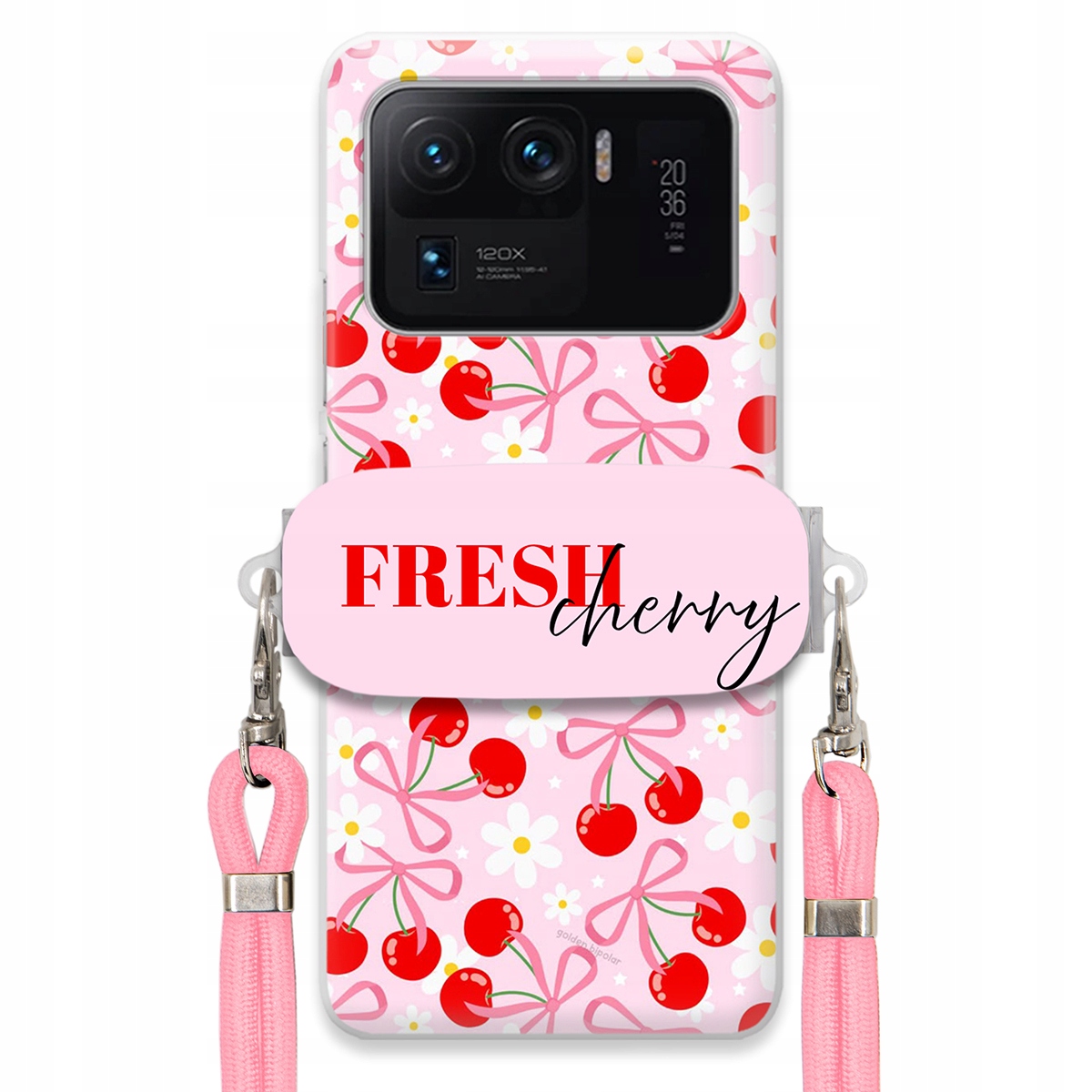 Pouzdro pro Xiaomi Mi 11 Ultra Case Držák Šňůrky Růžová Fresh Cherry Kokardy