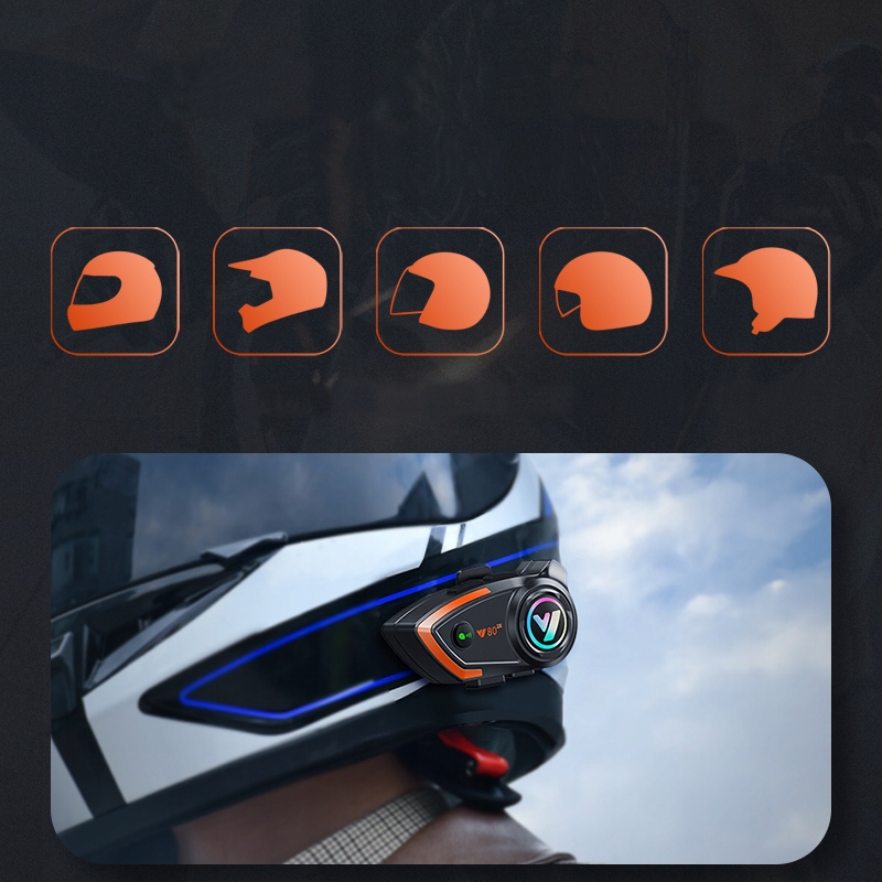 HORN VI80 interkom motocyklowy BT 5.3 PL asystent USB-C Prosty montaż 1000M Typ mikrofonu integralny