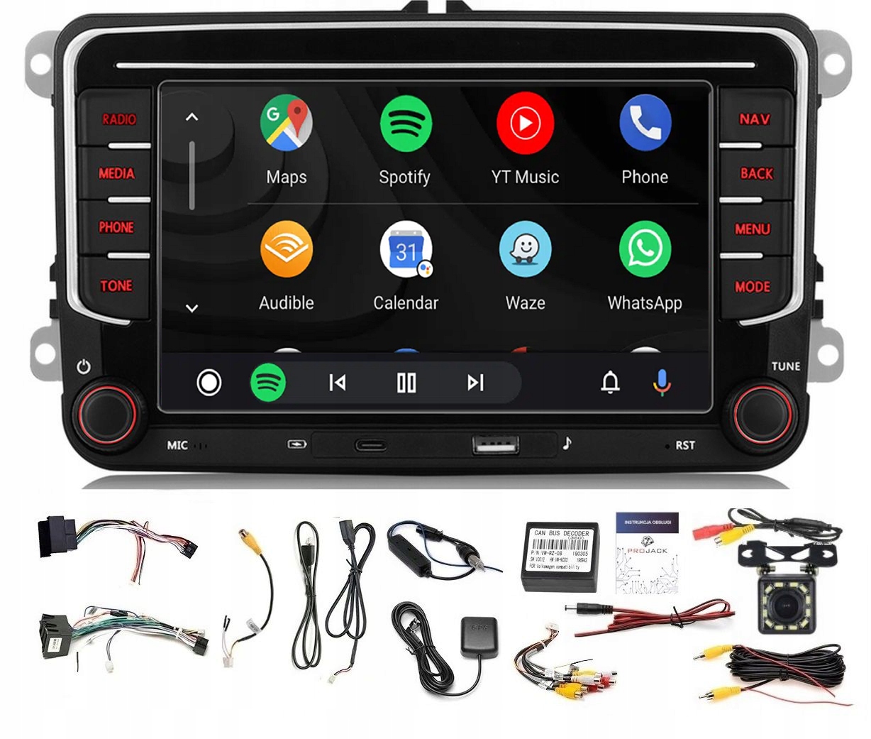 Rádio Navigácia Gps Android Vw Bora 2009-2015 Wifi Carplay 6GB 128GB