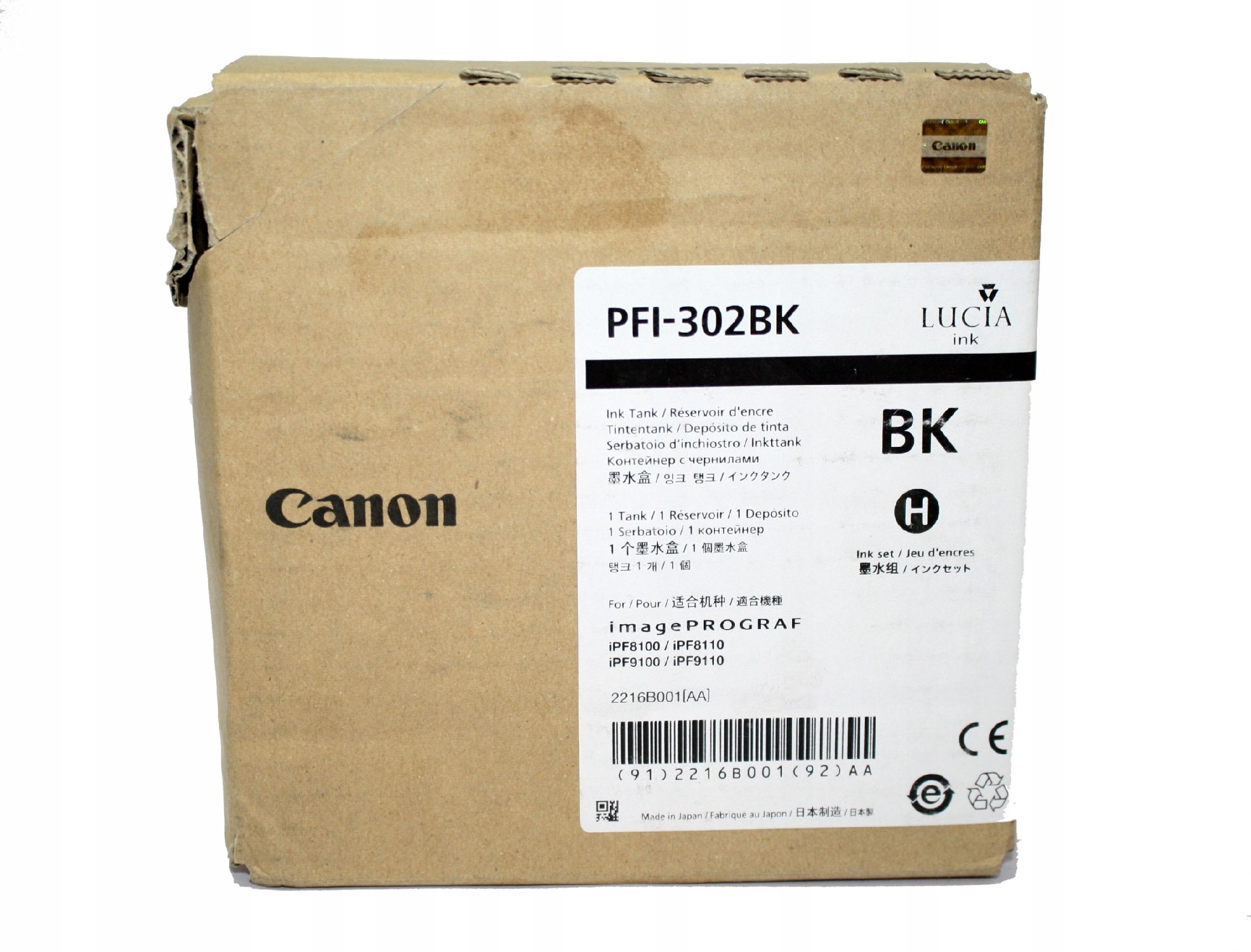 Inkoustová náplň Canon PFI-302BK inkoust 330 ml