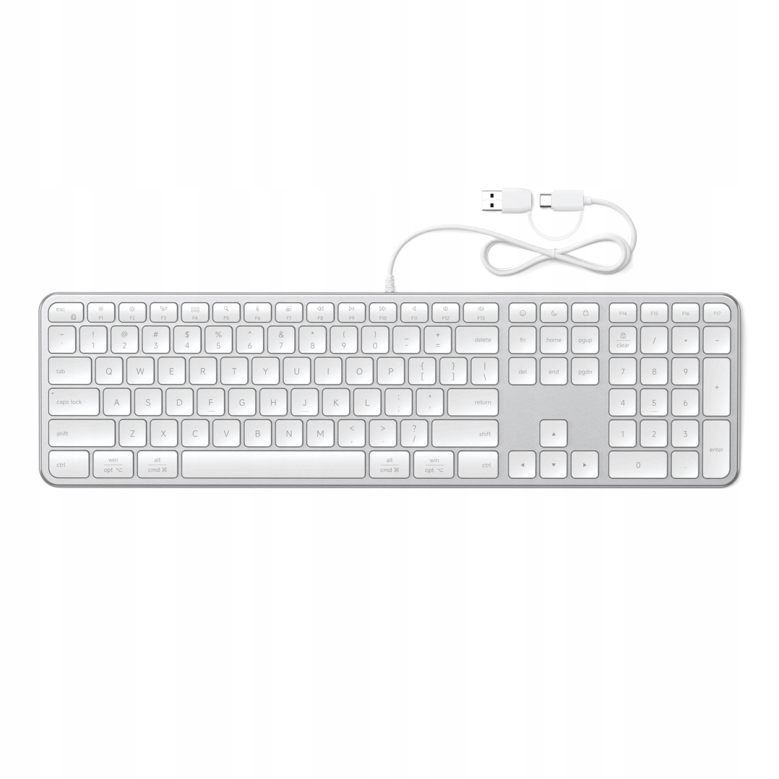 Klávesnica Satechi Slim LX3 Plnohodnotná Káblová pre Mac Pc Silver