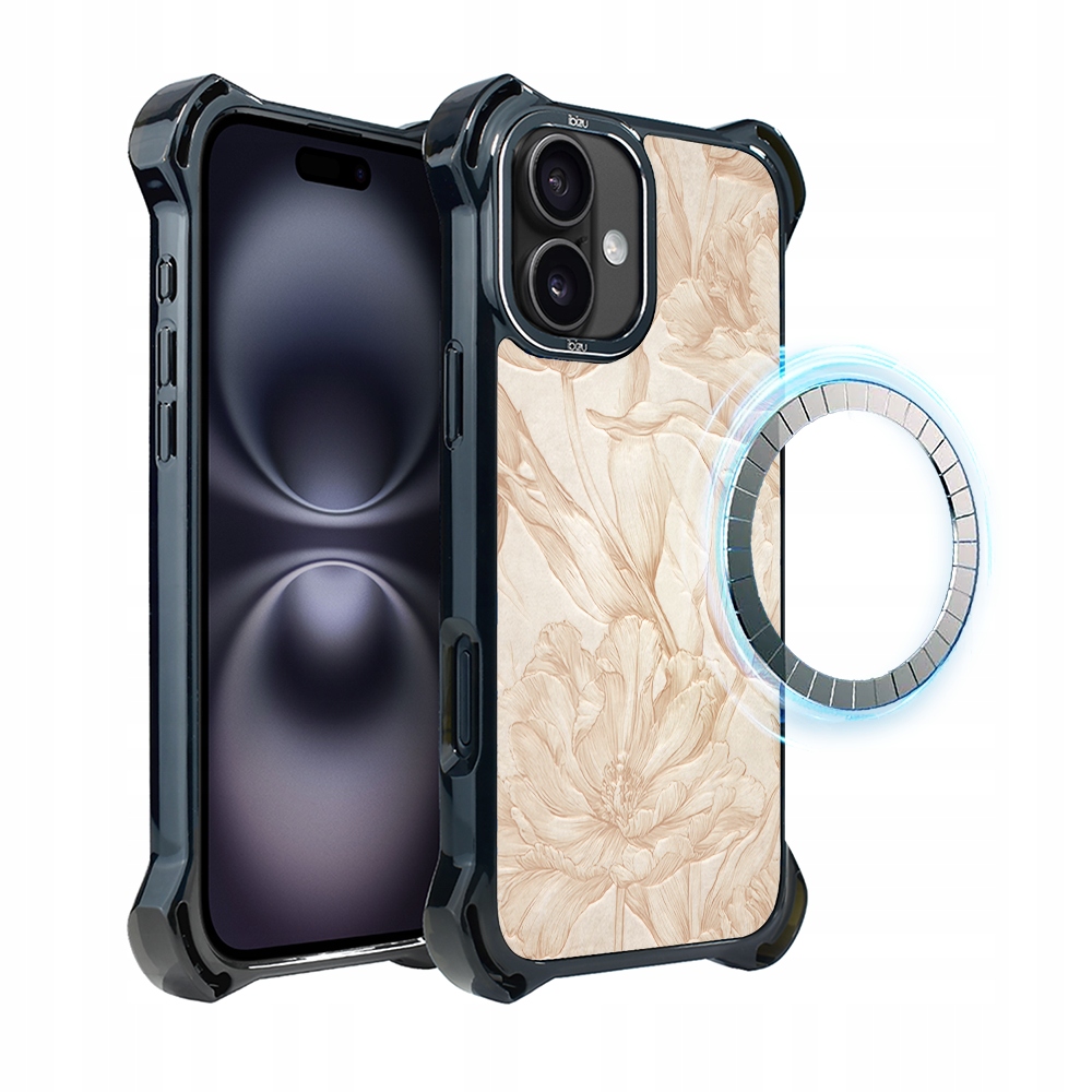 Pouzdro pro iPhone 16 Plus Ibizu DropGuard Ultra s MagSafe, botanický biskvit