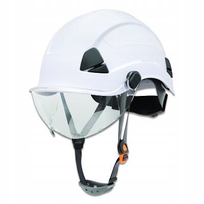 Biały Kask ochronny Honeywell FSH10001 z 6-punktowym zapięciem z przyłbica