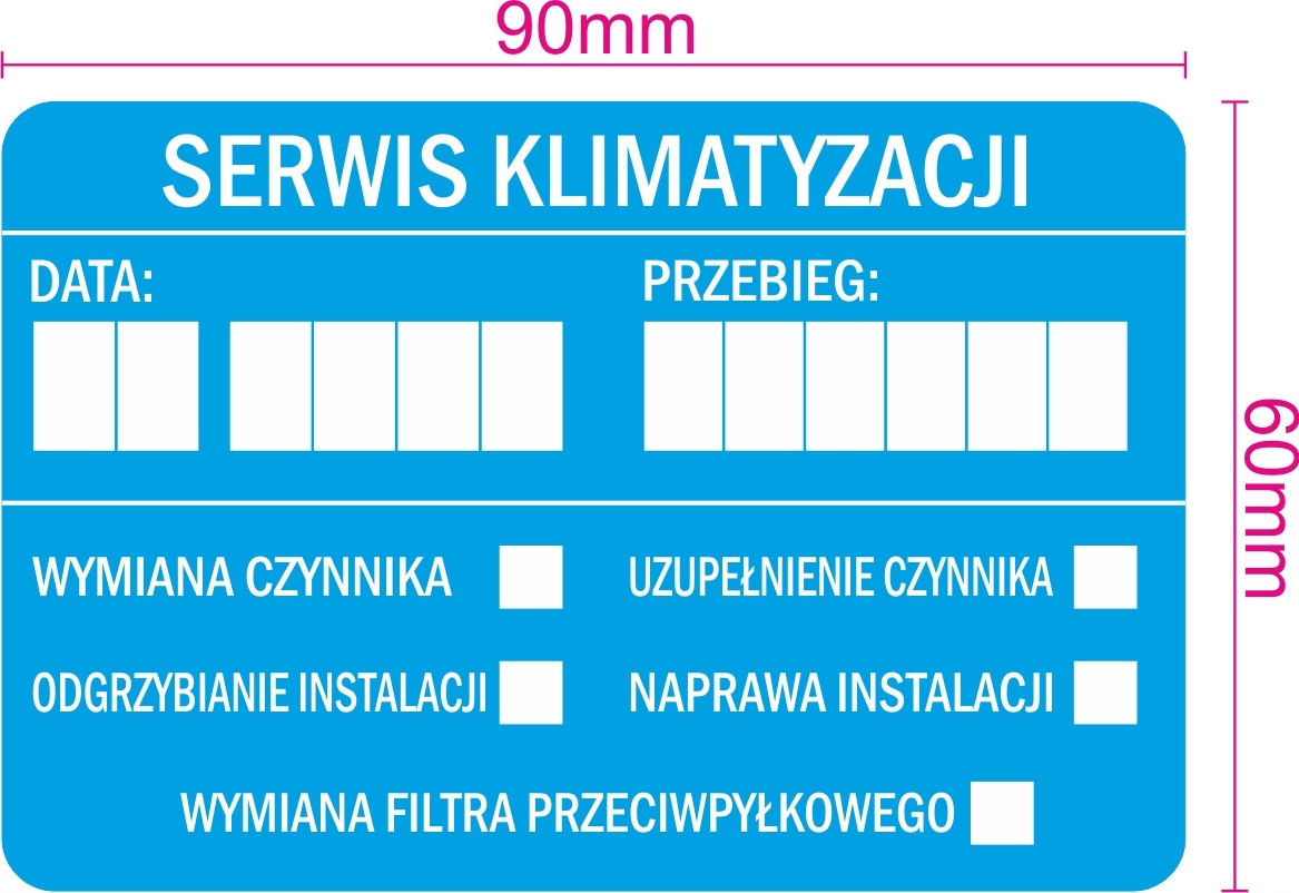 Naklejki serwisowe - SERWIS KLIMATYZACJI - 80szt Producent Inny