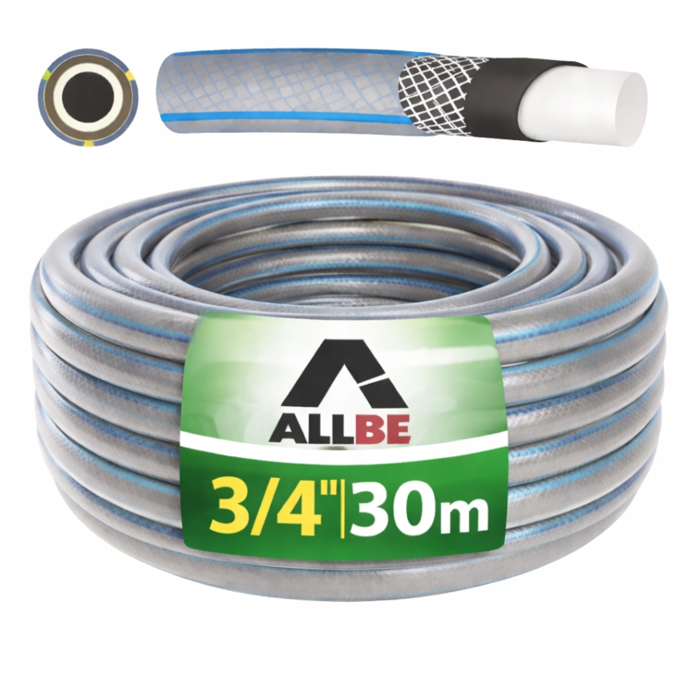 Wąż Ogrodowy 3/4'' 30M Zwijany 4-WARSTWOWY Zbrojony Elastyczny Mocny