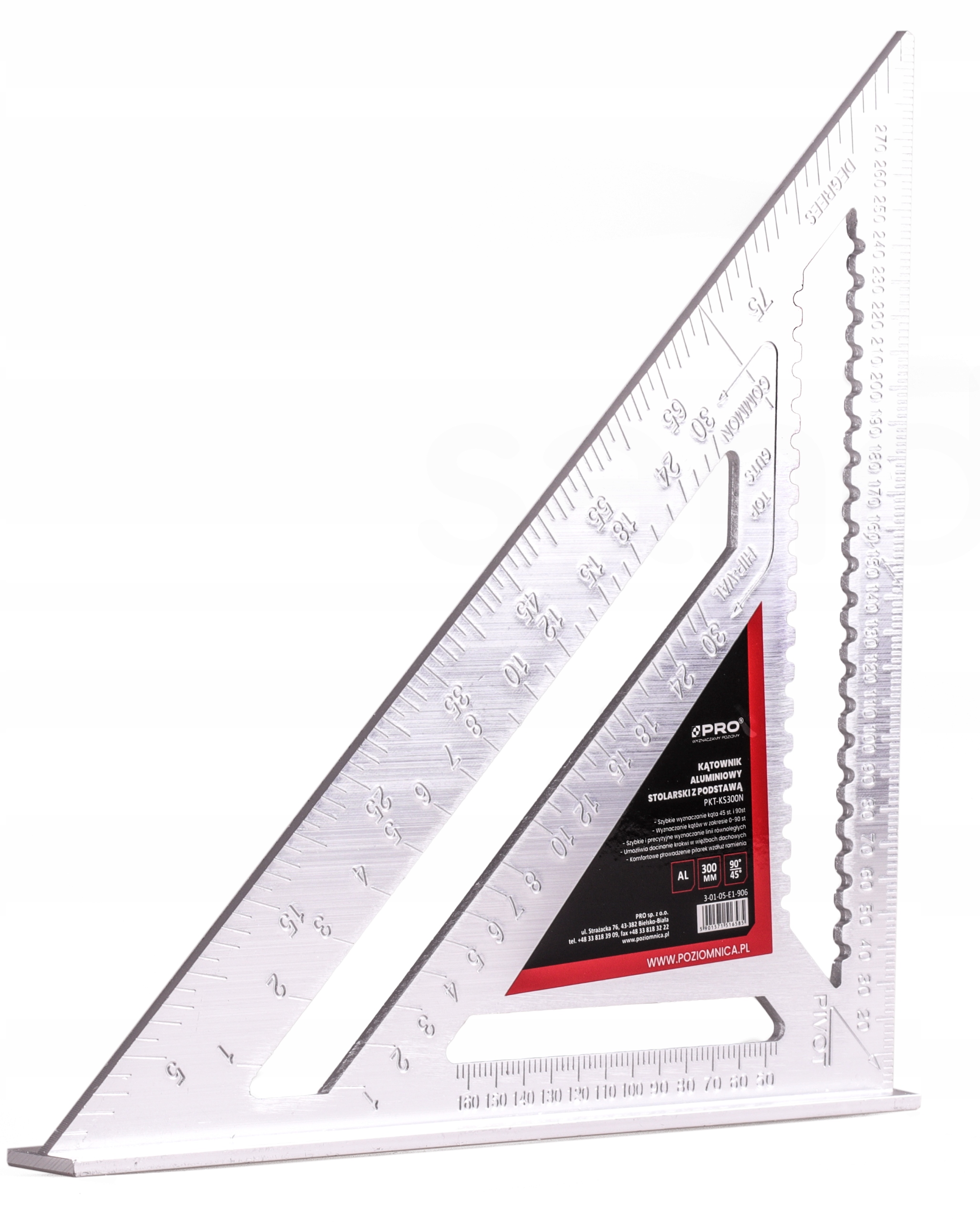 KĄTOWNIK ALUMINIOWY STOLARSKI Z PODSTAWĄ 300mm PRO Marka Pro